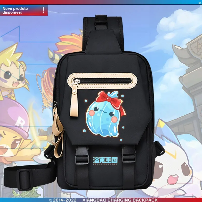 ロックキングダムゲームコラボレーションクロスボディバックパックシングルショルダー学生用チェストバッグデーモンデビルティーンエイジャーゲーミングアクセサリー