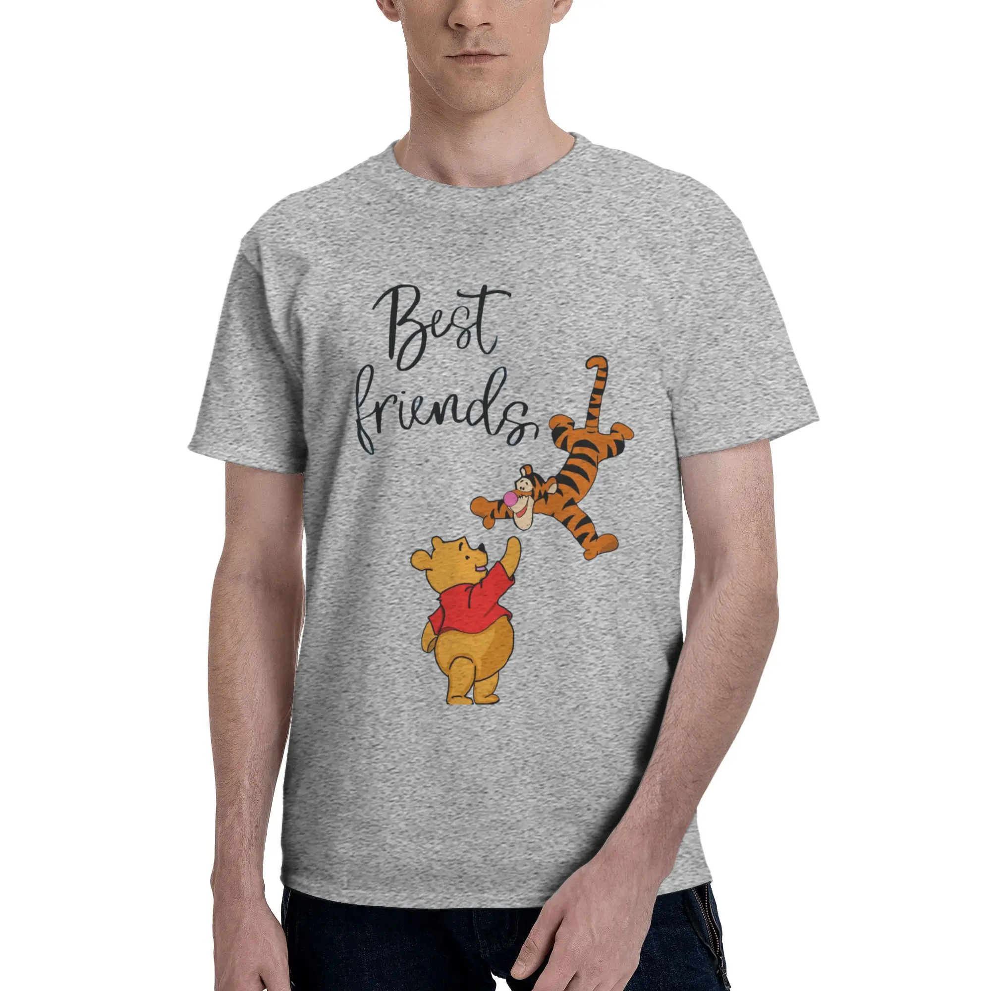 

Винни Пух Тигра Футболка Best Friend Мужская модная футболка с коротким рукавом 100% хлопок Футболка с аниме Крутая футболка Топ