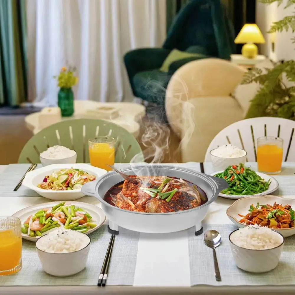 Stainless Steel Buffet Chafing Dish Food Tray Handle Hot Pot Portable Cooking Gear Detachable Legs Multifunctional