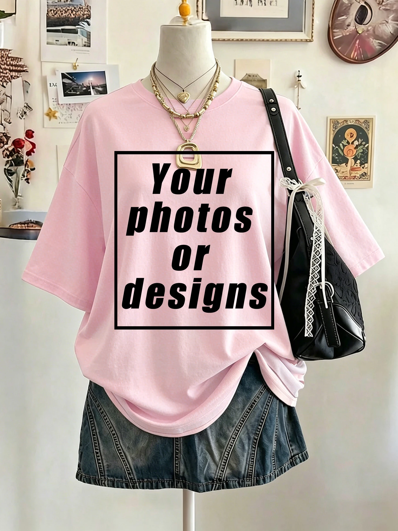 Custom Graphic Logo Basics T-Shirt Vintage Loose Clothing Fashion Personalized O-Neck Short Sleeve Unisex Summer 100% cotton tee