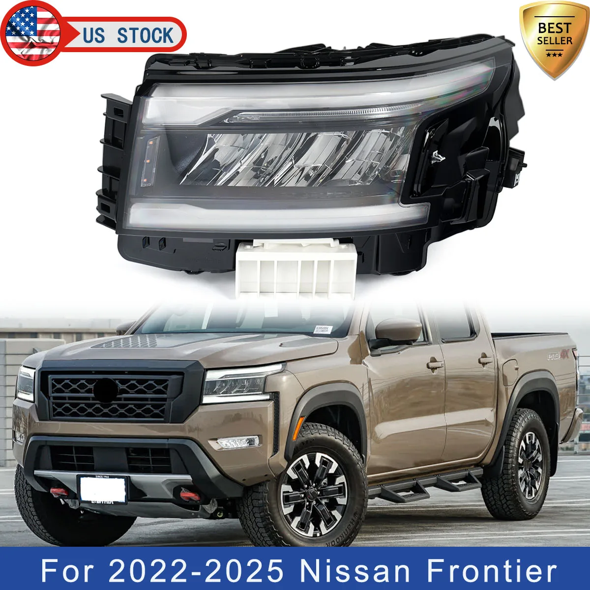 Left Front Head Light For Nissan Frontier PRO-4X SV Crew Cab Pickup 2022 2023 2024 2025 LED Headlight DRL Headlamp Driver Side
