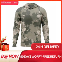 FEIYUE Men's Sun Protection T-shirts Camouflage UPF 50+ Long Sleeve Quick Dry Breathable Hiking Go Fishing shirts UV-Proof TOPS