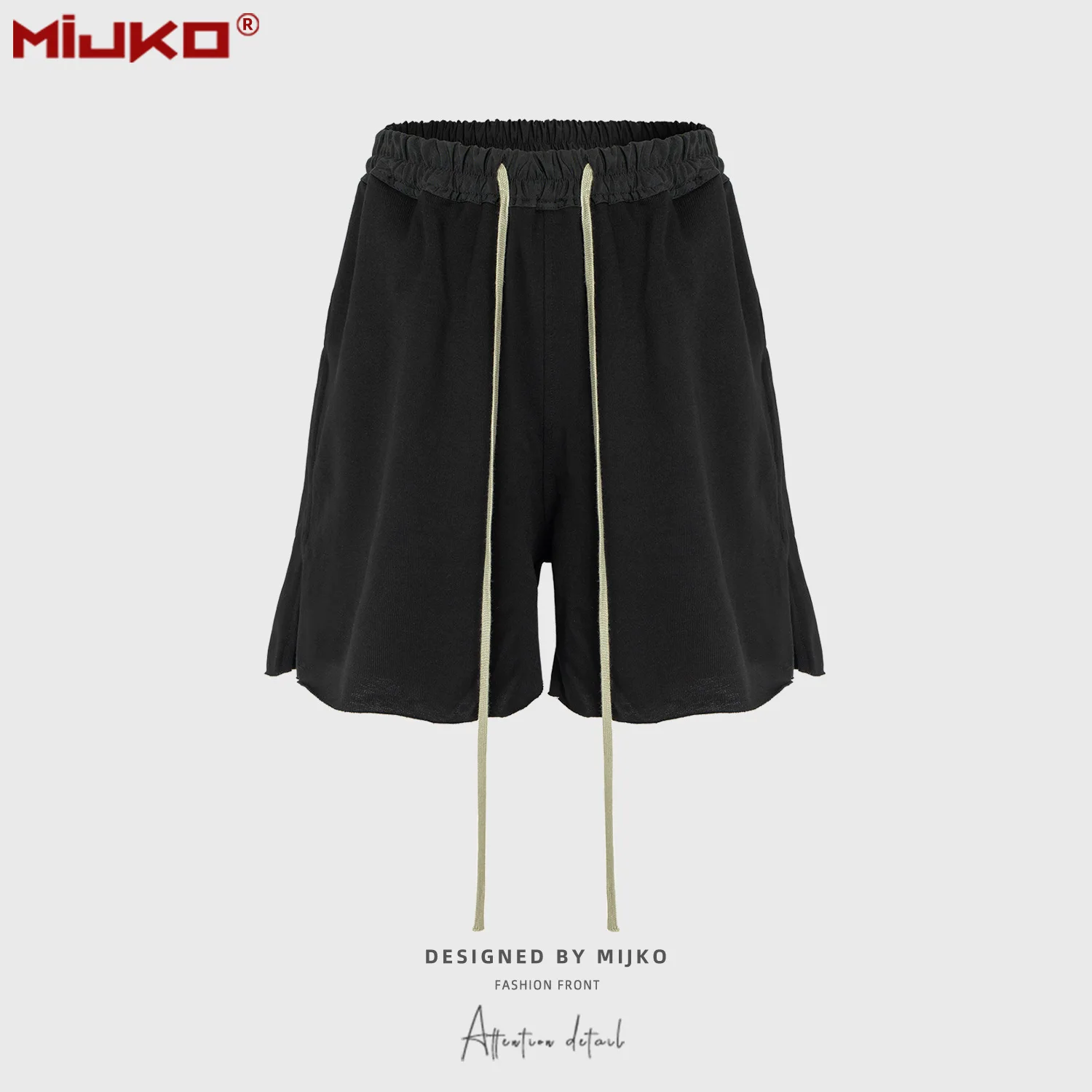 MIJKO Black Grey Green Casual Shorts Cleanfit Side Split Basic for Men Solid Color Loose Baggy Sport Five Quarter Pants