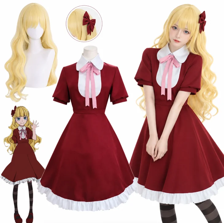 Alice Anime Cosplay Costume, Sweet Lolita Maid Dress Full Set, Halloween Carnival Party Outfit for Women