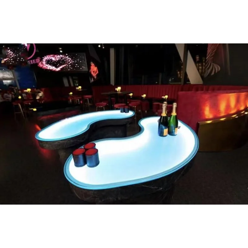 Imagem -06 - Custom Made Led dj Contador com Luz Led Forma Irregular Curvado Mesa de Recepção Coquetel Boate Bar Personalizado