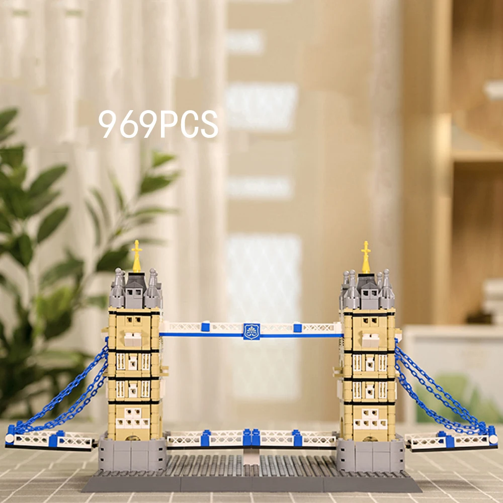 

Britain Famous Architecture Building Block England London Tower Bridge Construction Bricks Model Sets Educational Toy Collection