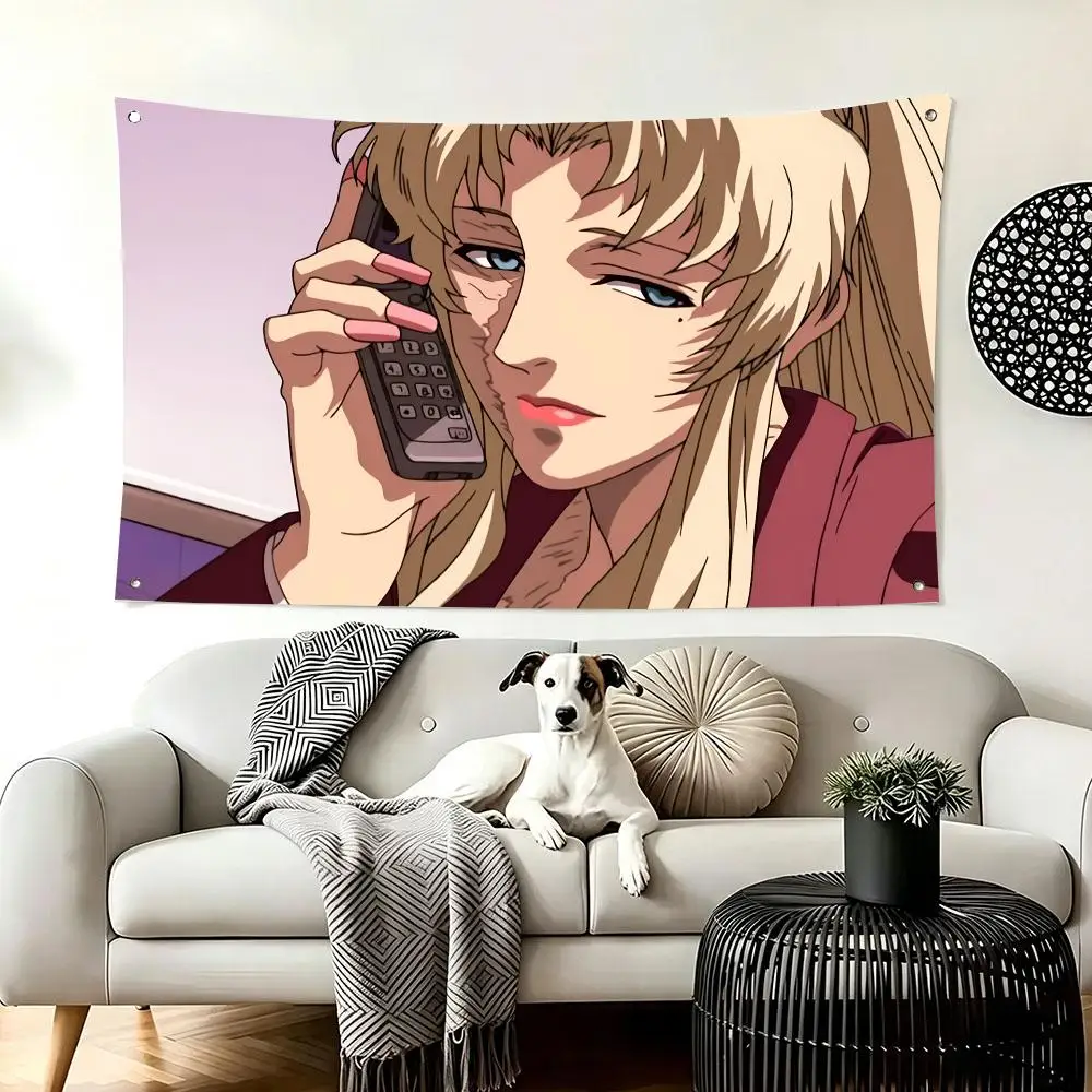 Japanese Anime Black Lagoon Flags  For Living Room Home Dorm Decor Wall Outdoor Camping Party Banner Gifts