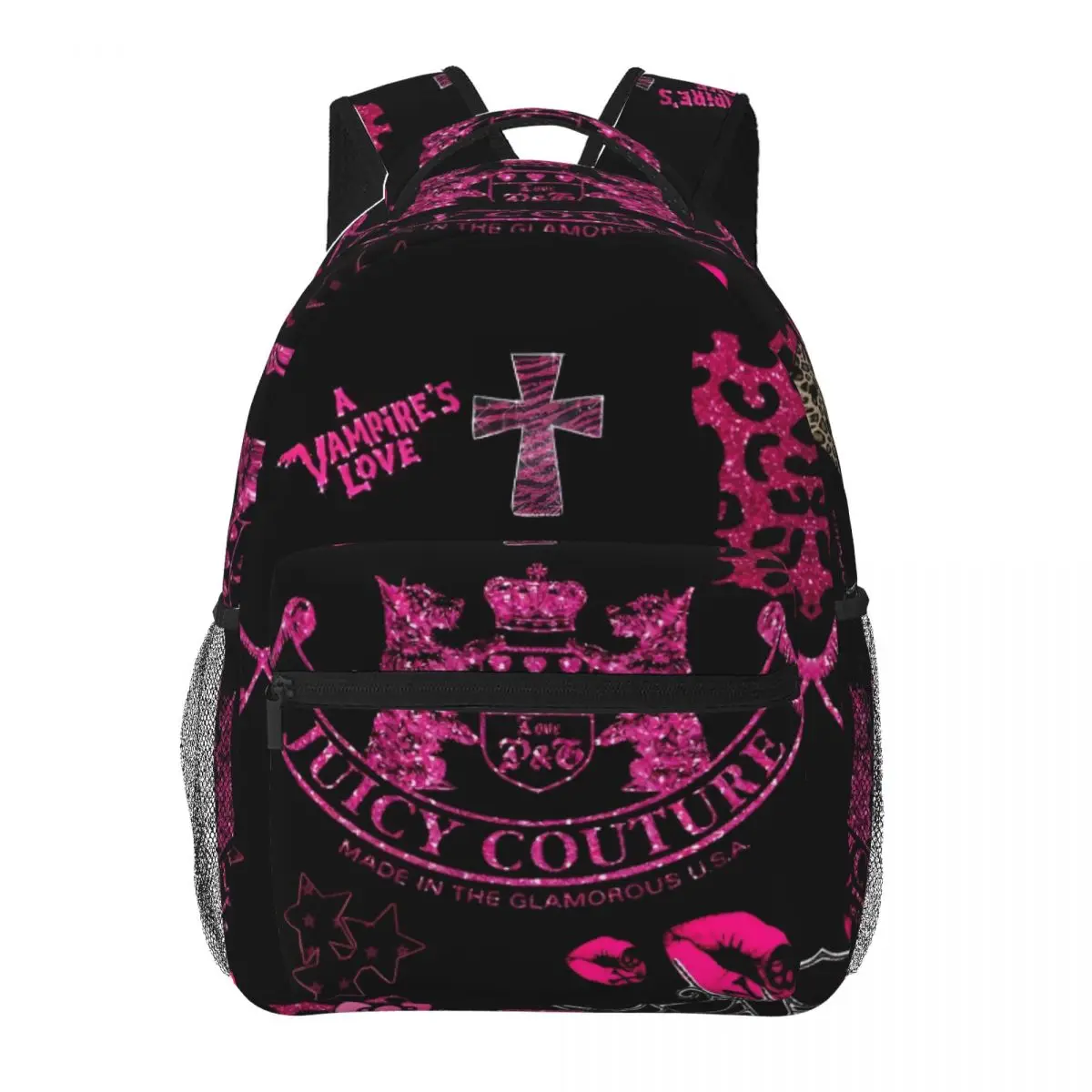 Juicy-Couture Student School Bookbag Canvas Daypack Elementary High College Travel Bags 16in