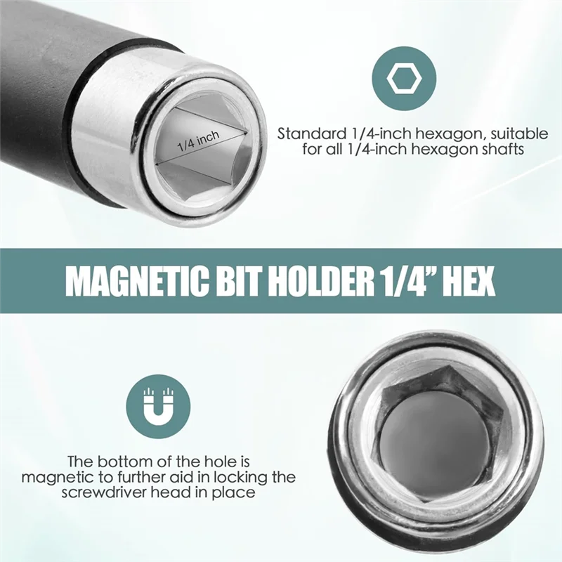 

【Новая распродажа】Удлинитель для сверл из углеродного волокна, шестигранный держатель 1/4 дюйма, магнитный держатель бит 3,1/4,7 дюйма и набор удлинителей из 5 шт.