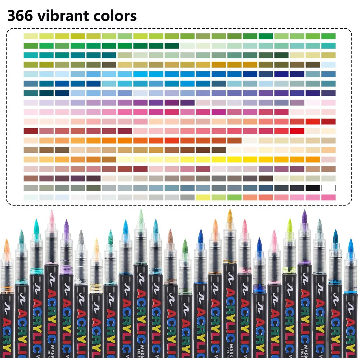 12-366 kleuren acrylmarker set waterdichte acryl penseelmarker professionele acrylverfmarker doe-het-zelf kunstbenodigdheden