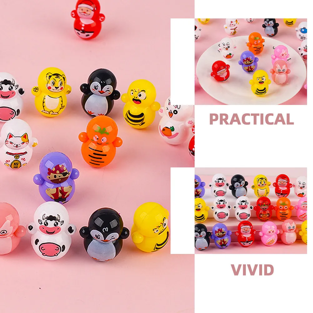 60 Pcs Cute Mini Tumbler Toy Bulk Desktop Ornament Cartoon Party Bag Fillers Favor Toys Goodie - view 5