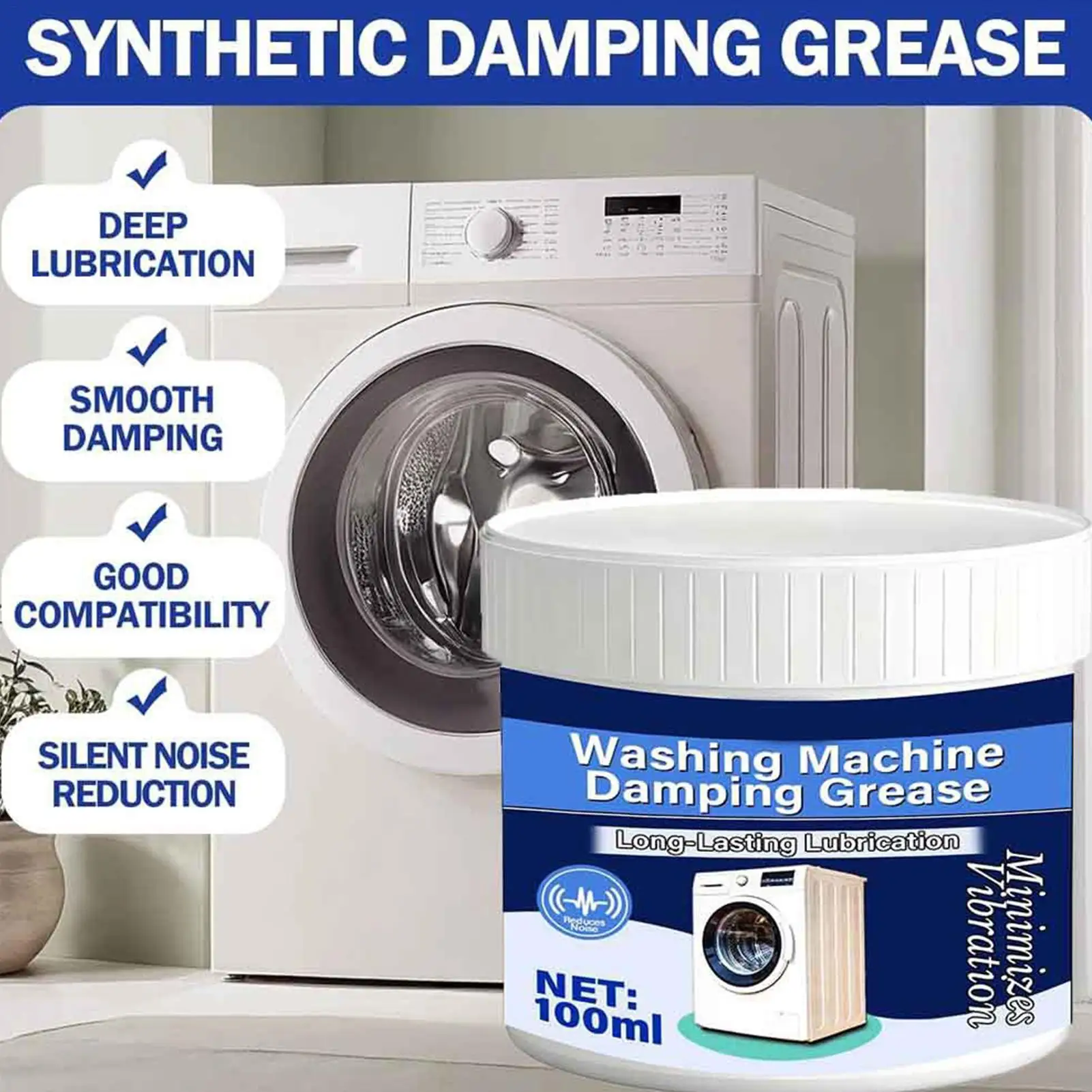 Damping Grease Washing Machine 100ml High-viscosity Shock Absorption Lubricant with Brush Energy Suspension Grease for Dryer