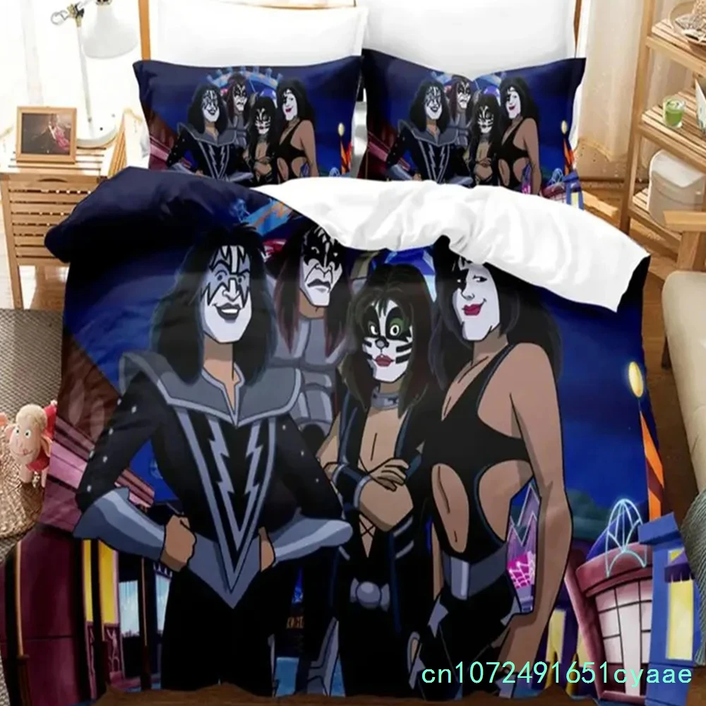 Immagine 7: Set di Biancheria da Letto Kiss Band, Copripiumino Singolo Rock Band, Misure Doppia, Queen, King, Twin per Ragazzi e Adulti, Set Copripiumino Morbido, Idea Regalo