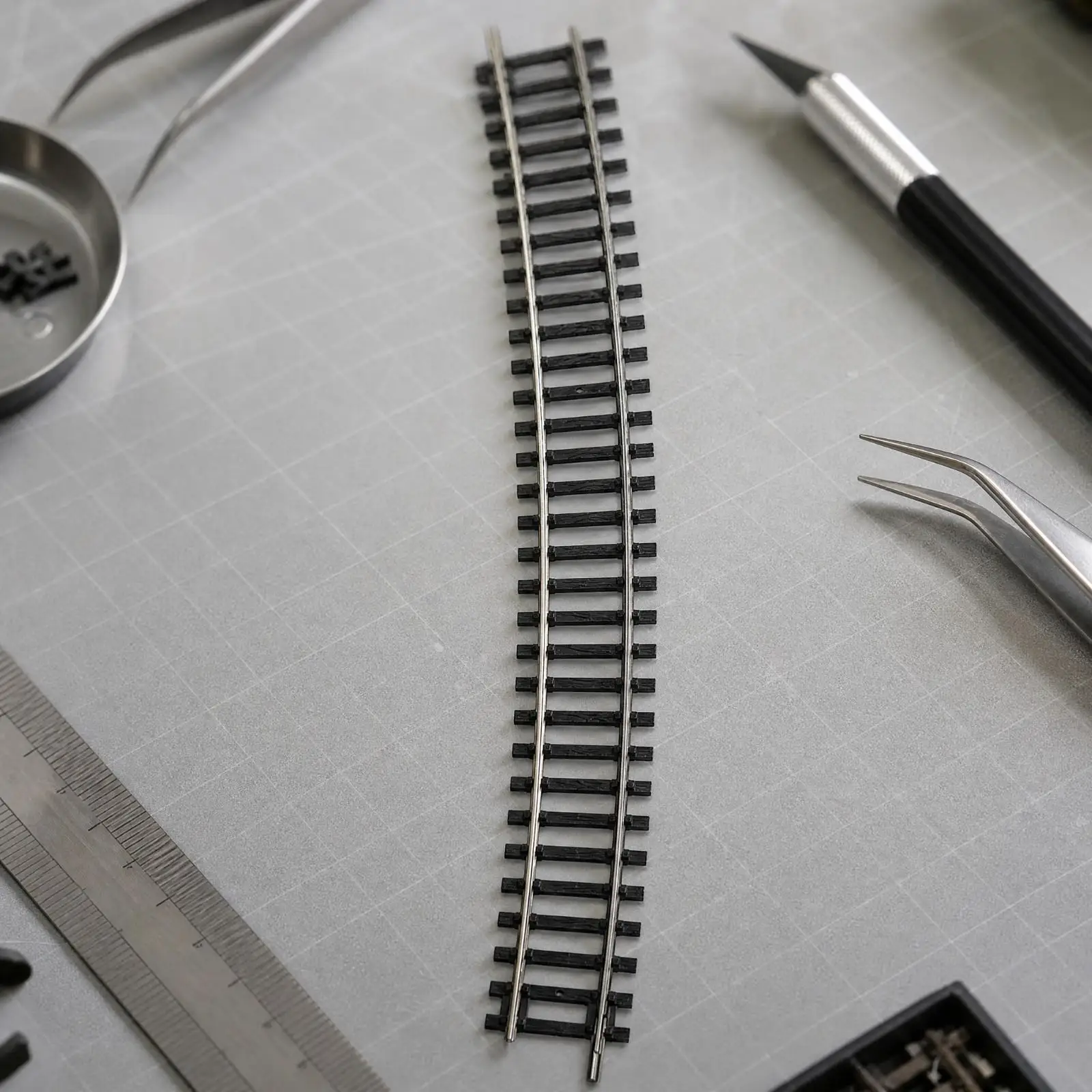 Stable HO-Scale Track Section | Detailed Sleeper Construction, Easy-to-Integrate Design, Model Train Track with Metal Rails, for