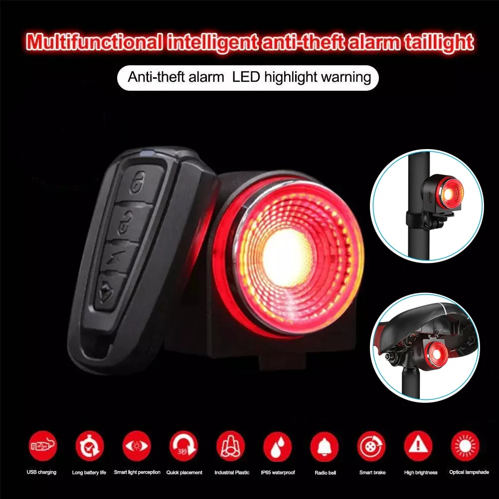 Bicycle Tail Light Brake Light A8 Pro Anti-Theft Alarm Remote Wireless Control Waterproof Cycling LED Light Tail Light Accessori