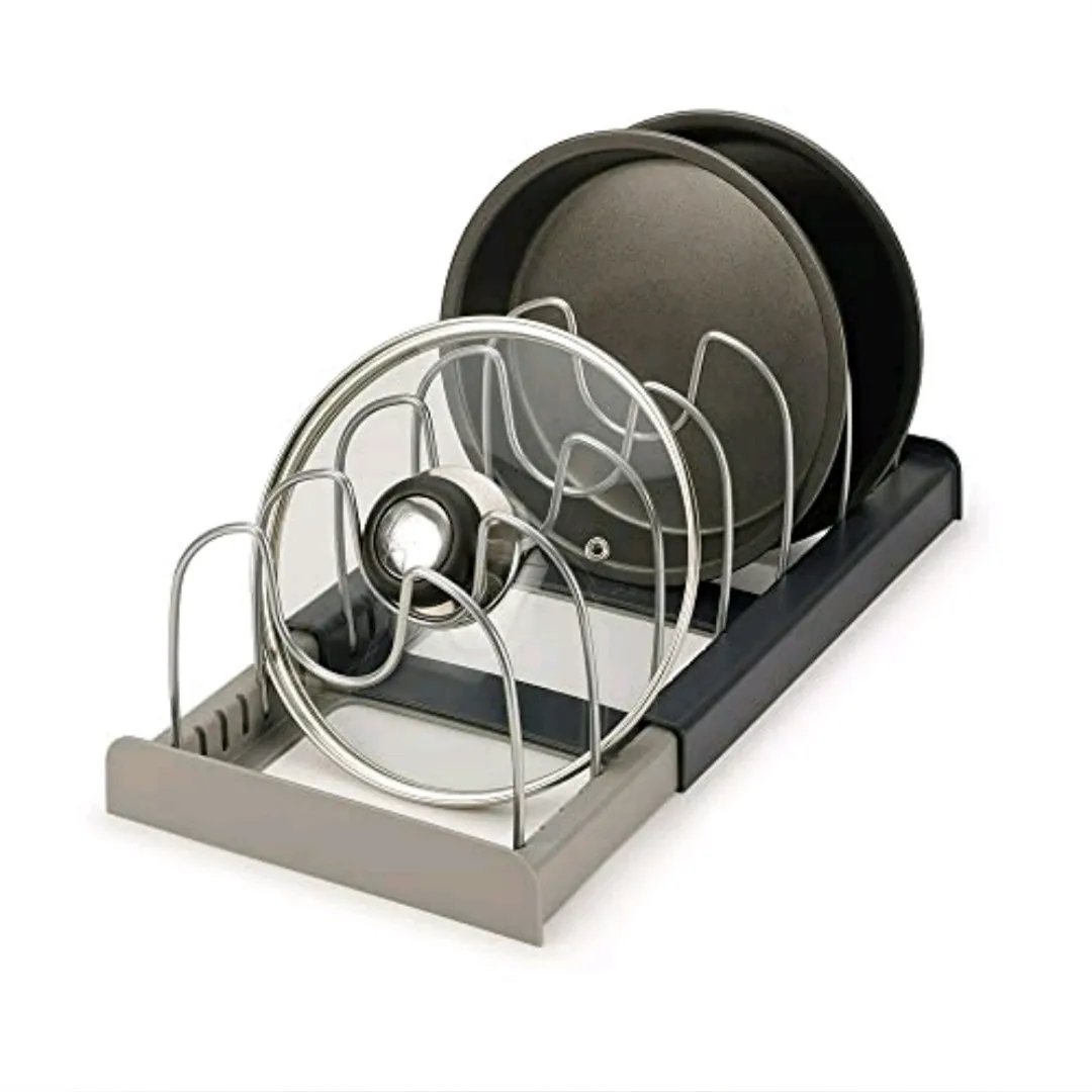 6 grids Kitchen Cabinet Organizers for Pots and Pans Expandable Stainless Steel Storage Rack Cutting Board Drying Cookware Shelf