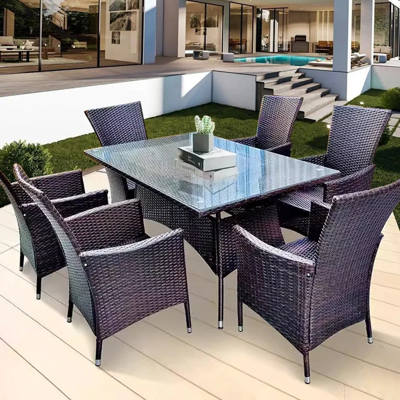 Ensembles de meubles de jardin minimalistes en rotin, fauteuil, ensembles de meubles de jardin, ensemble de salon nordique de styliste, meubles de jardin d'extérieur