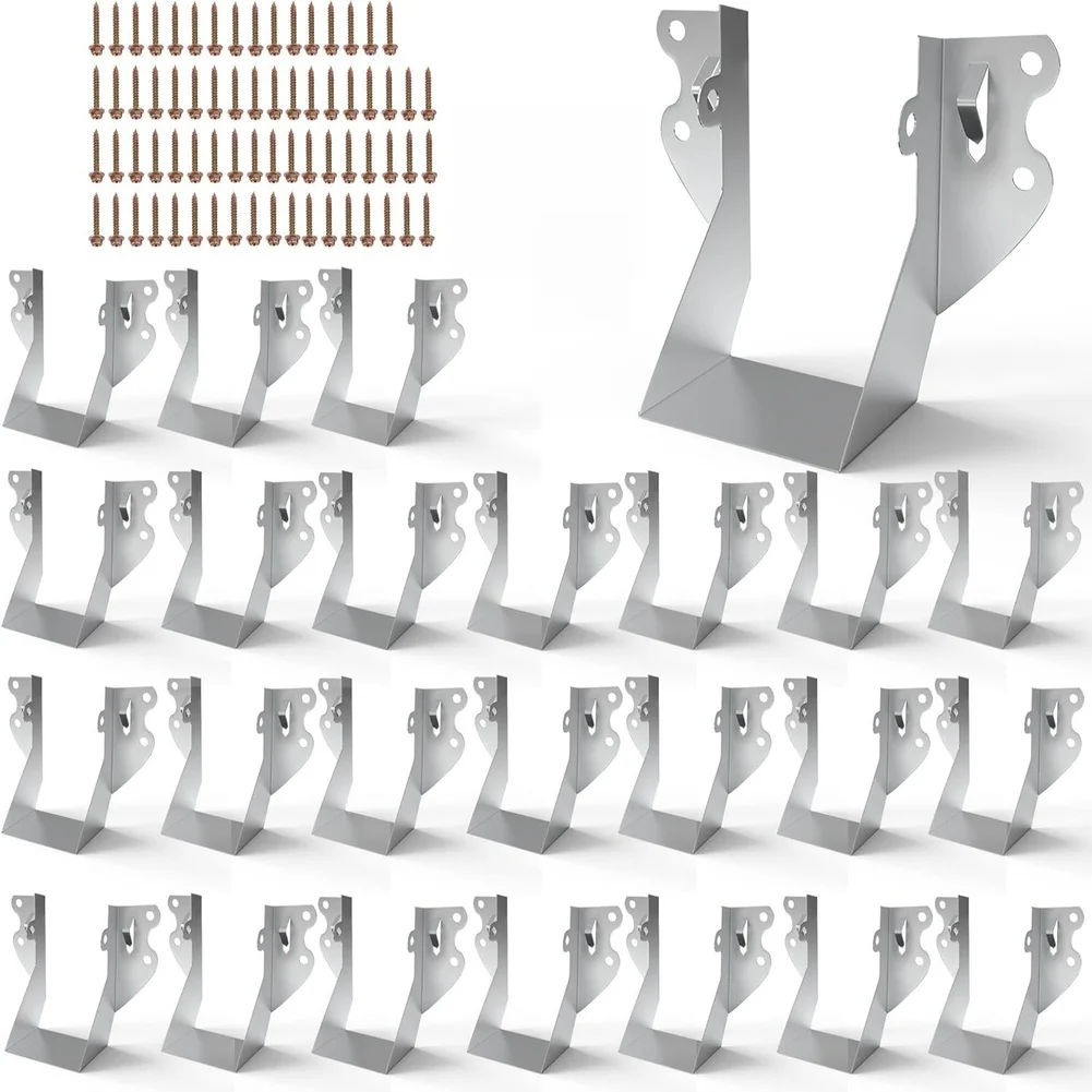 2x4 Galvanized Joist Hangers 25PCS with 70 Screws for Structural Wood Framing For Rafters Deck Pergola Barn Use