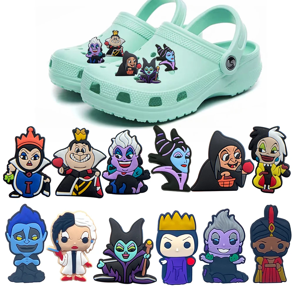 12Pcs Movie Villain Shoe Charms Pin Cartoon Clog Sandal Accessories DIY Shoe Decoration Wristband Women Girl Party X-mas Gifts