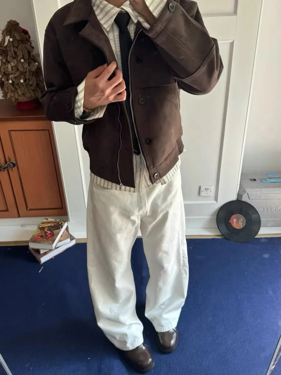 

Мужская куртка с воротником Barnes Sle Mocha, осенне-зимняя верхняя одежда с широким кроем на молнии, повседневная свободная подростковая мода