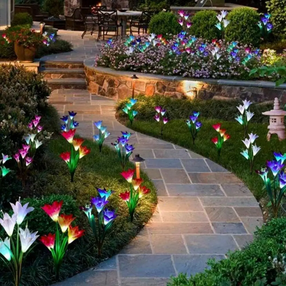 

Flowers Solar Artificial Flower Light Multi-Color Changing Solar Powered Waterproof Landscape Lamp Automatic Light Sensor