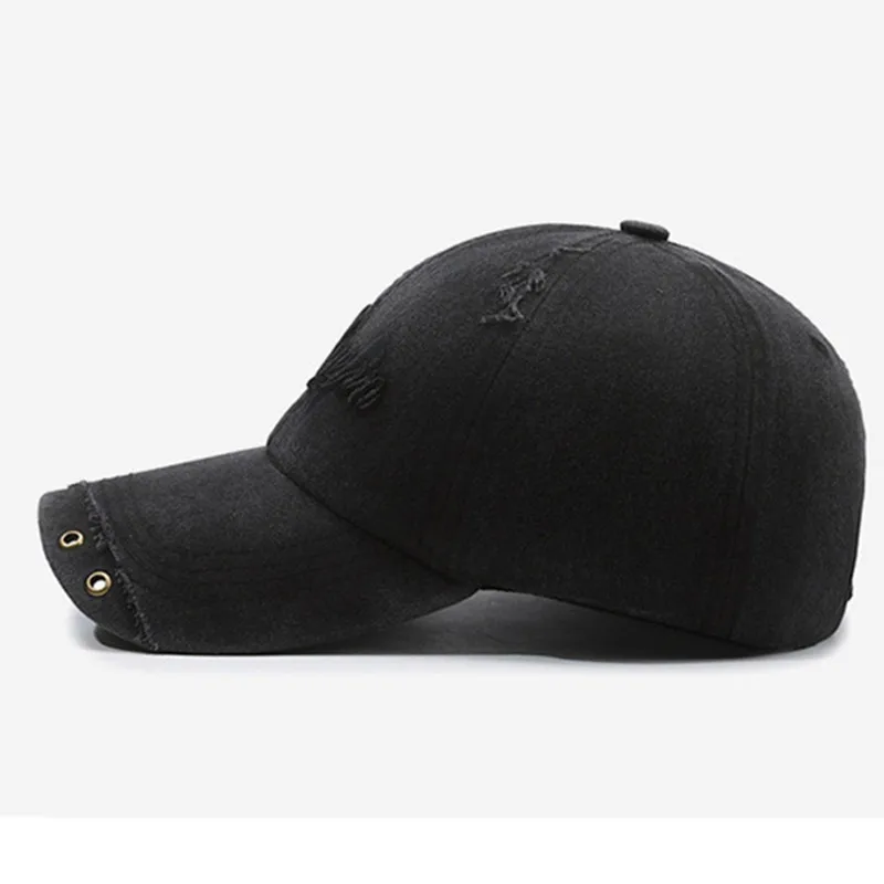 Casquettes de baseball brodées en coton lavé pour hommes et femmes, trou cassé de personnalité, fête rétro antique, chapeaux hip hop, casquette à rabat