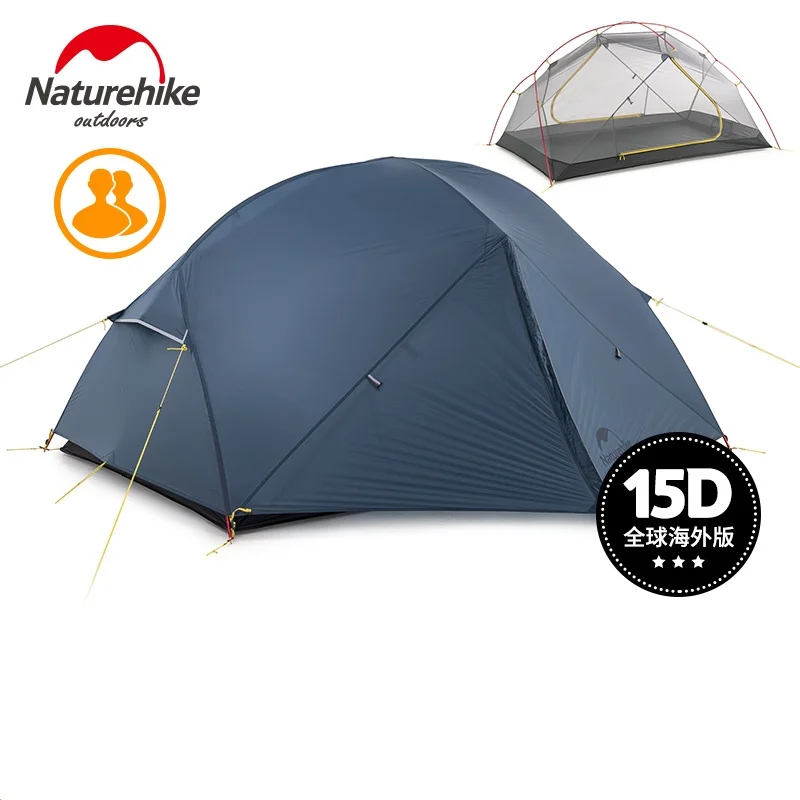 Naturehike-Mongar 2 Camping Tent, Ultralight, Outdoor, 3 Season, Waterproof, 20D Nylon Hiking Tent, 2 Person Backpacking Tent