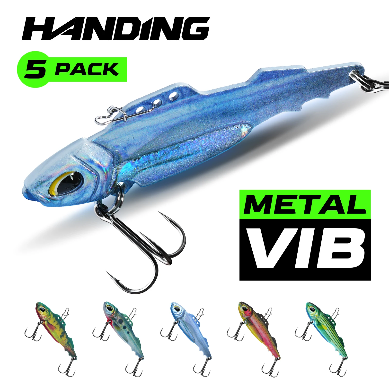 HANDING 5Pcs Armor Blade Bait Metal VIB Mustad Treble Hook Saltwater Bass Fishing Lure Spoon Hard Bait For Bass Pike Perch Pesca