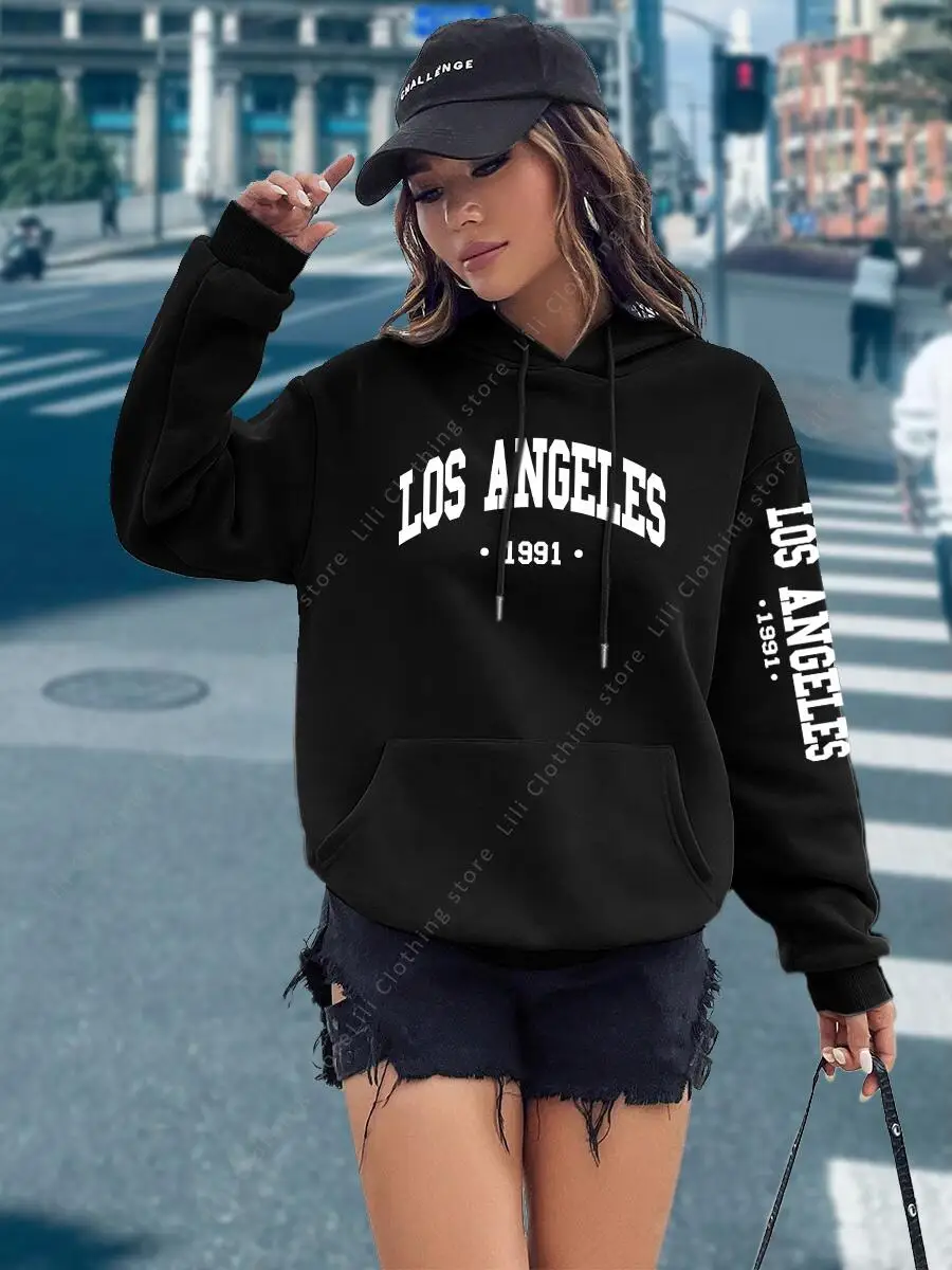 Damenkleidung Ästhetische Hoodies Herbst Winter Los Angeles Oberteile Hochwertige Sweatshirts Kapuzenshirt Modische Damen-Hoodies
