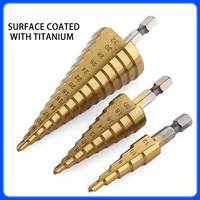 Pagoda Step Drill Titanium Plated Hexagonal Shank Straight Groove 4-12/4-20/4-32mm Pagoda Drill Drilling Tool Accessory Set