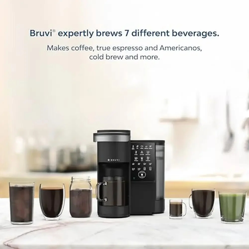 7-in-1 Coffee System-Bruvi Brewer Espresso Cold Brew Infused Coffee Hot Water Touch Screen Removable Tank