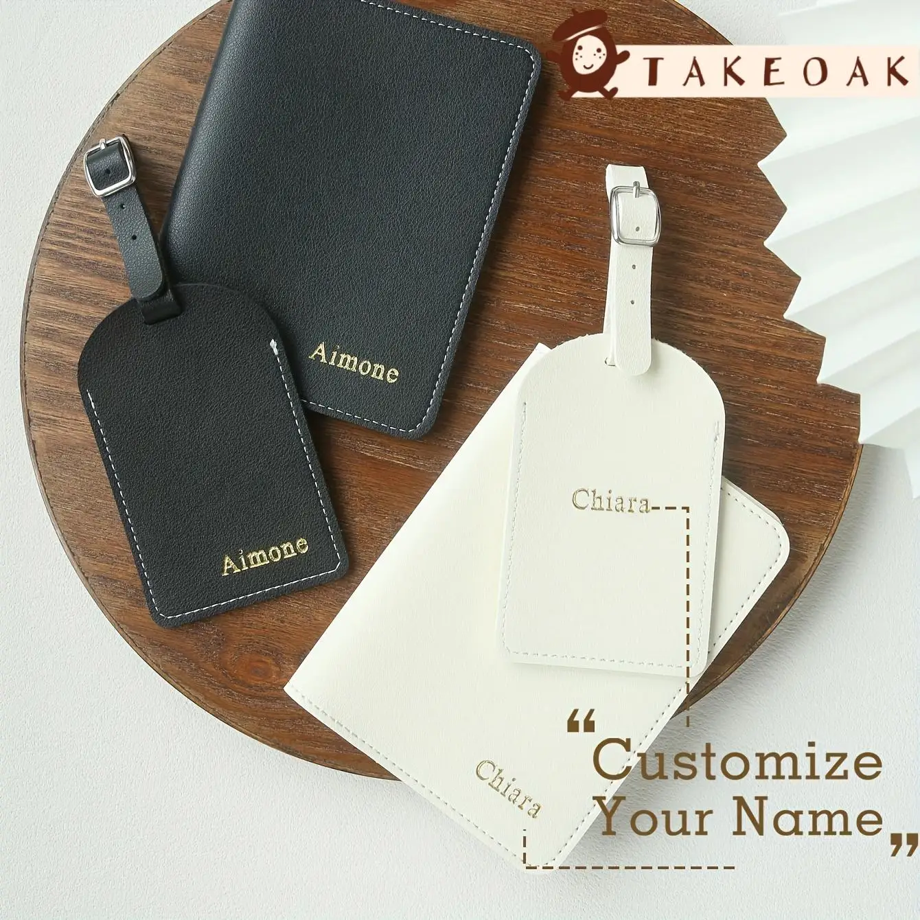 Personalized Custom Name Leather Passport Wallet Matching Luggage Tag Set Travel Document Cover Suitcase Anti-Lost Tag gifts