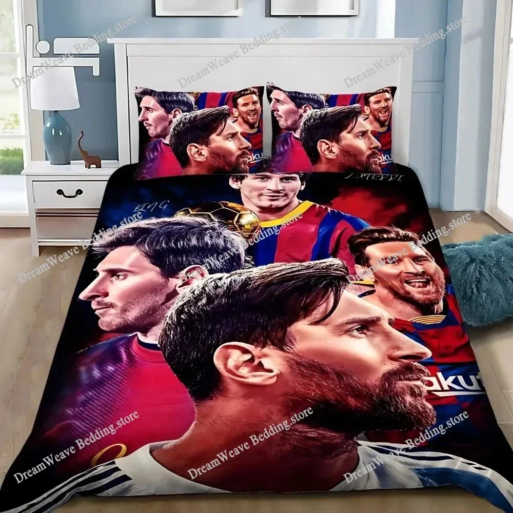 3D printed bedding set. M-messi teenage and adult duvet cover and pillowcase, singledouble, bedroom decoration, gift