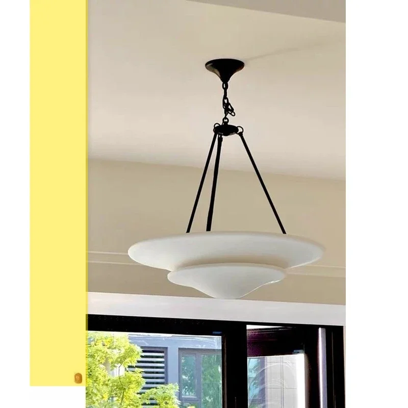 French living room main lamp plaster lamp, retro villa bedroom wabi sandy wind medieval dining room chandelier