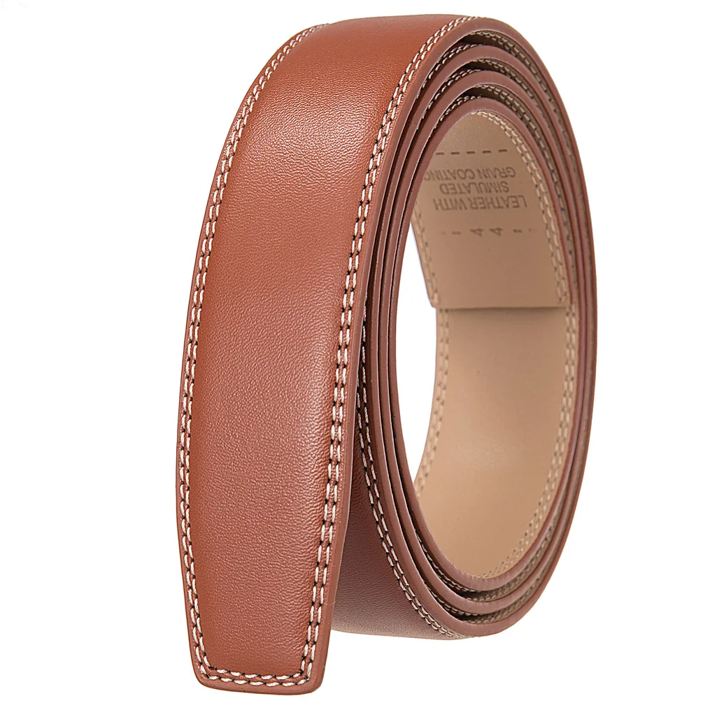 High Quality Genuine Leather Belt Without Buckle For Men 3.5cm Width Wide Ratchet Belt No Holes Black Coffee Brown