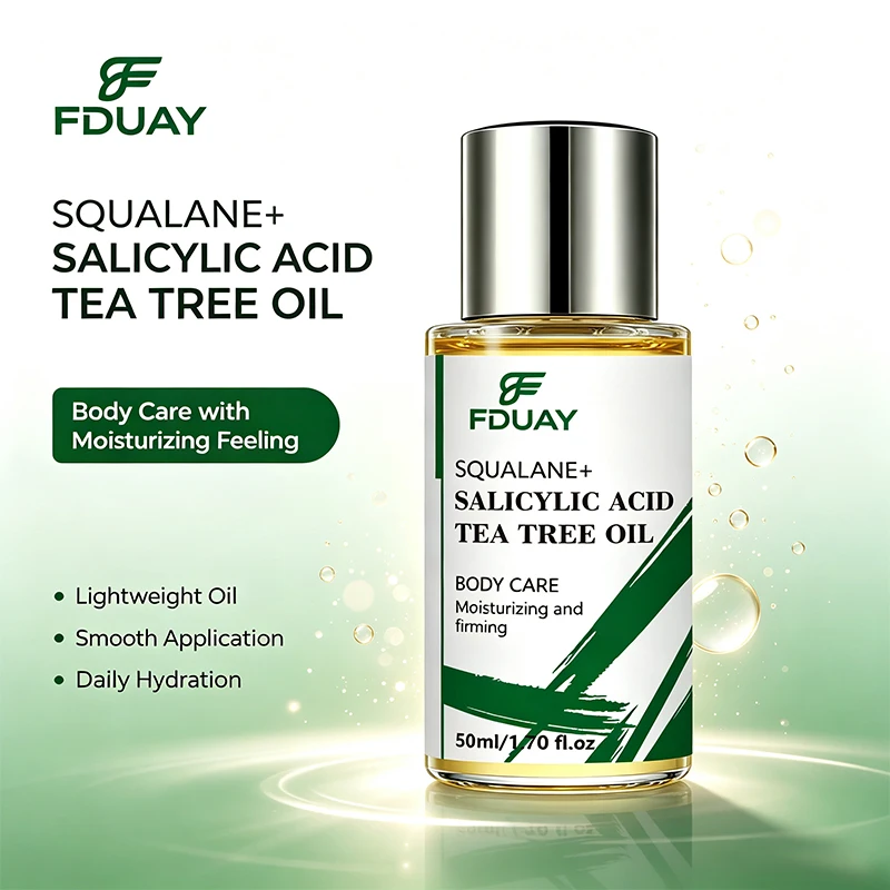 FDUAY Squalane Salicylic Acid Tea Tree Body Oil, With Squalane, Salicylic Acid & Tea Tree Oil, Post-Shower Moisturizing & Firmin