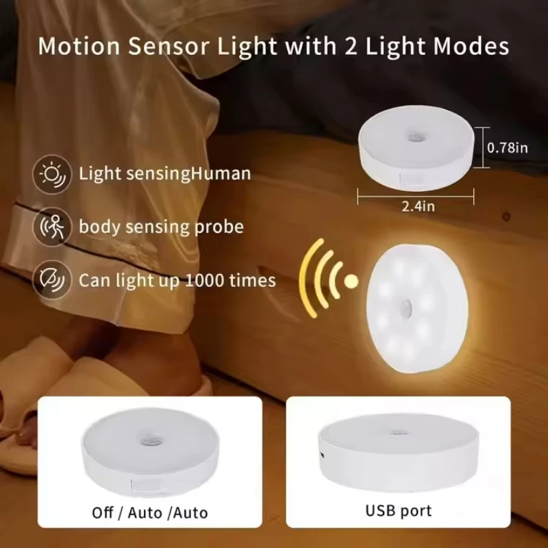 LED Night Lights for Bedroom Motion Sensor Night Lamp Kids Gift USB Charging Human Body Sensing Wireless Magnetic Night Light