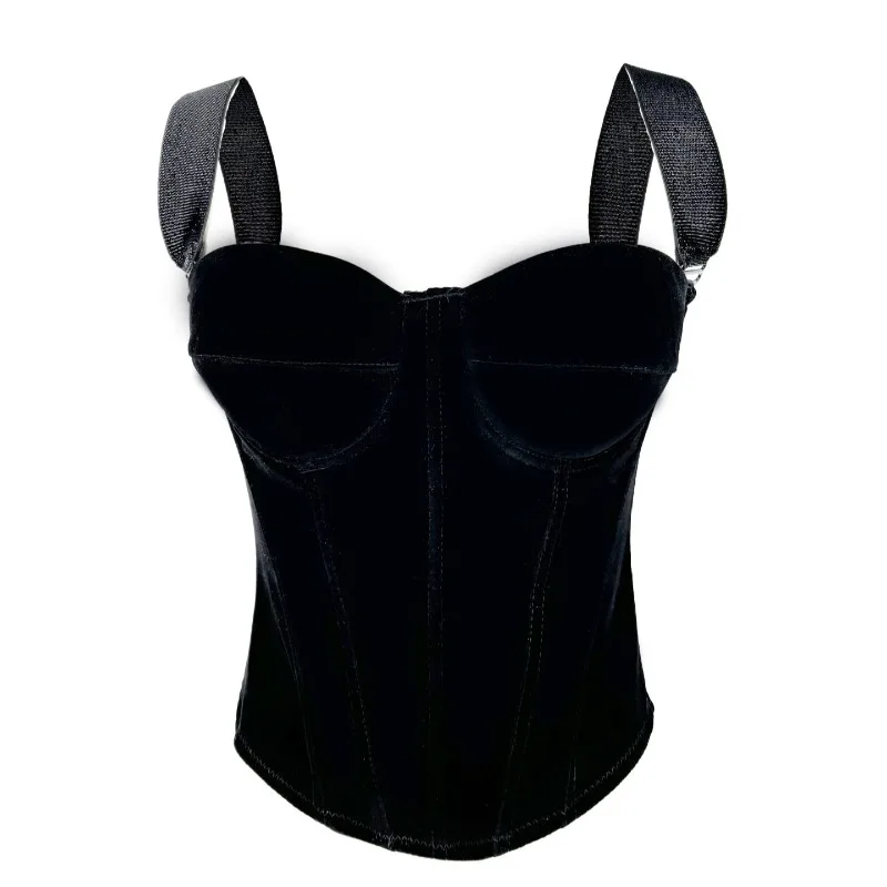 YYAHAHAS Solid Color Autumn and Winter Velvet Zipper Style High-end Feel Inner Shapewear Outer Fishbone Bra Suspender