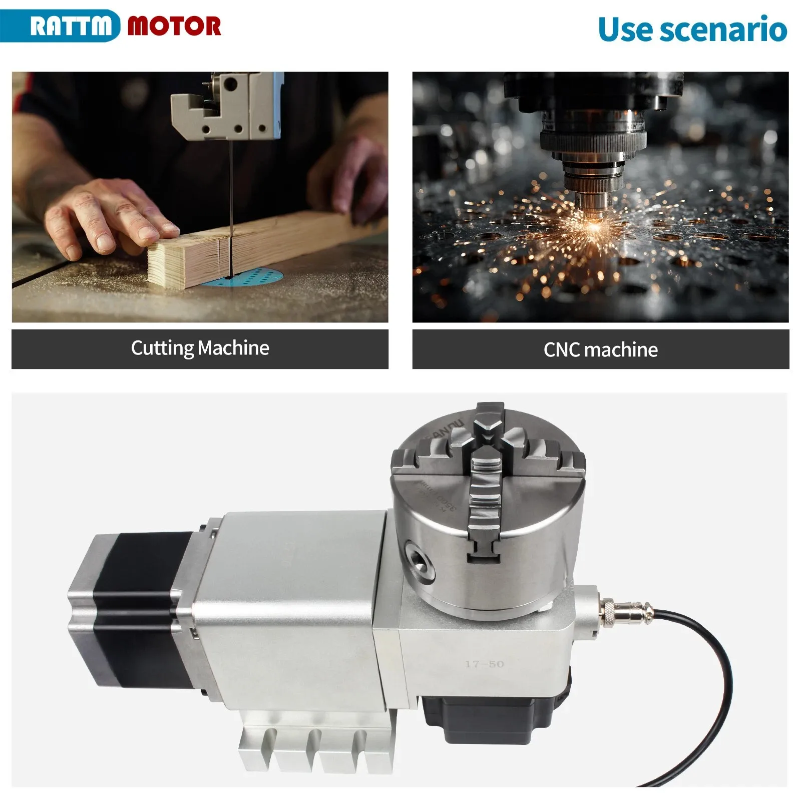 

A Axis C Axis CNC Rotary 4th Fourth Axis dividing Index Head Harmonic Gearbox Ratio 50:1 With 3 4 Jaws Chuck