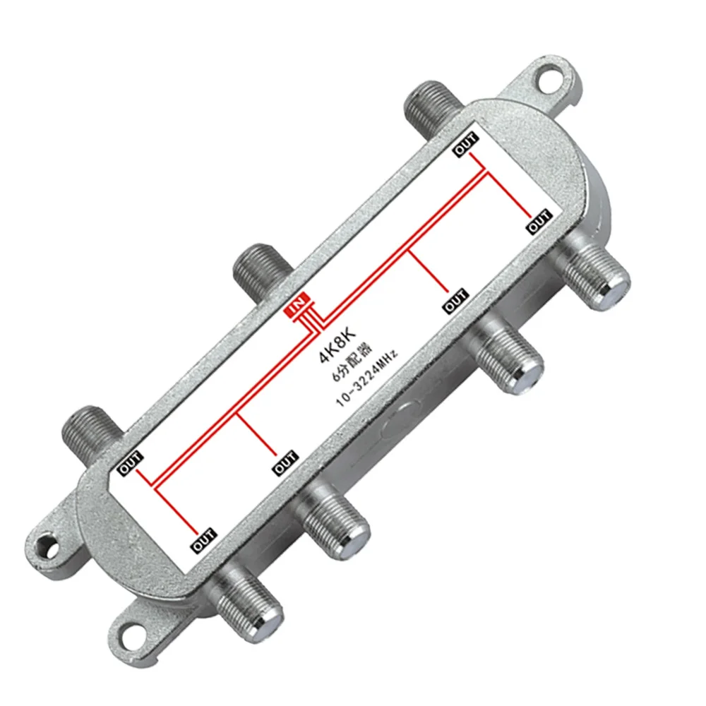 6 Way 10-3224MHz TV Signal Splitter Satellite Antenna Cable Distributor For SATV/CATV 4K8K Satellite Receiver For SATV/CATV