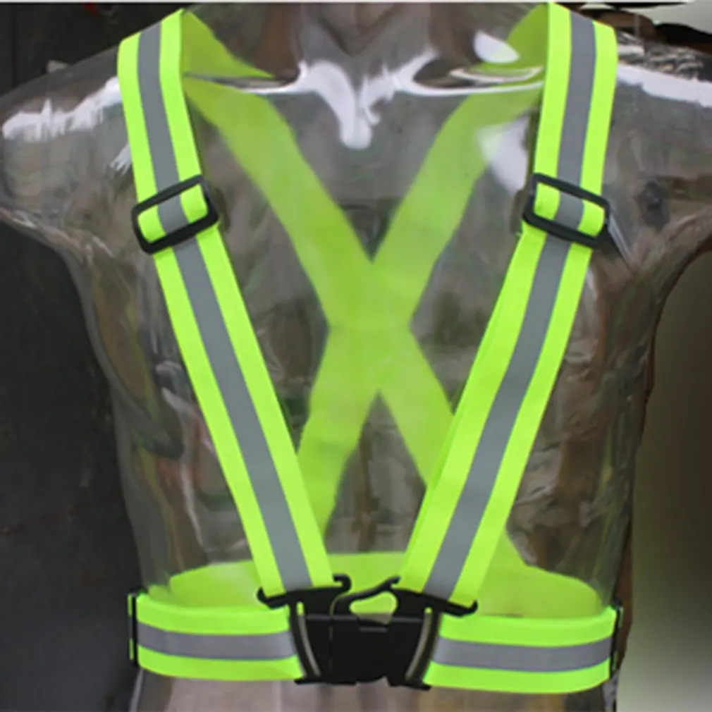 Gilet de sécurité à bretelles réfléchissantes pour adultes et enfants, gilet de course de nuit réglable avec bande élastique