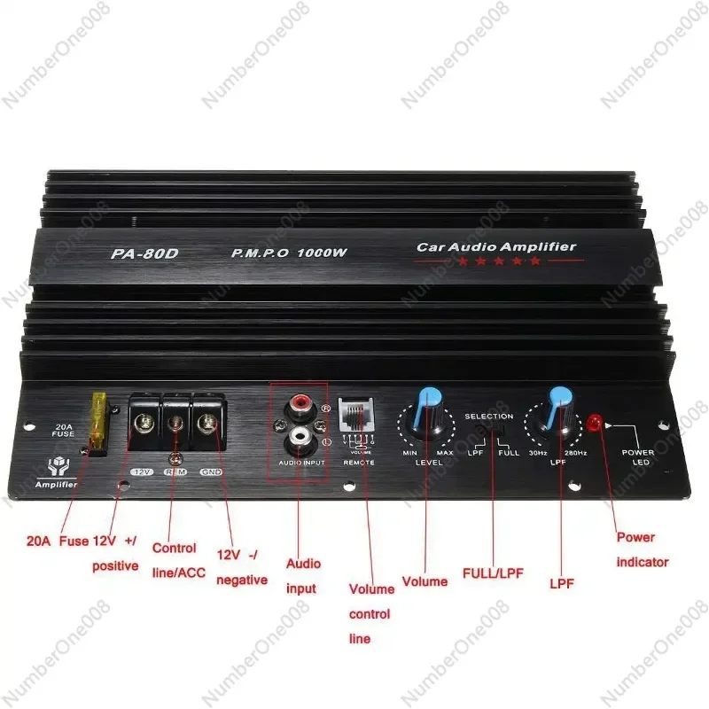 Universal 1000W Amplifier Board Mono 12V Car Audio Power Amplifier Powerful Bass Subwoofers Amp for Car Modification