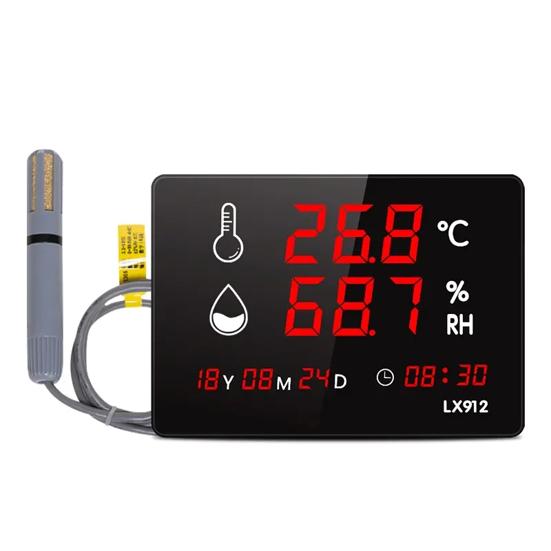 Wall-Mounted Thermohygrometer High-Temp Probe USB Powered LED Display OEM Customizable Factory Outdoor Use Temperature