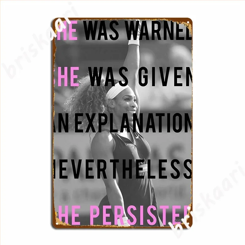 Serena Williams She Persisted affiche Plaque métallique murale classique Plaque murale murale étain signe affiches