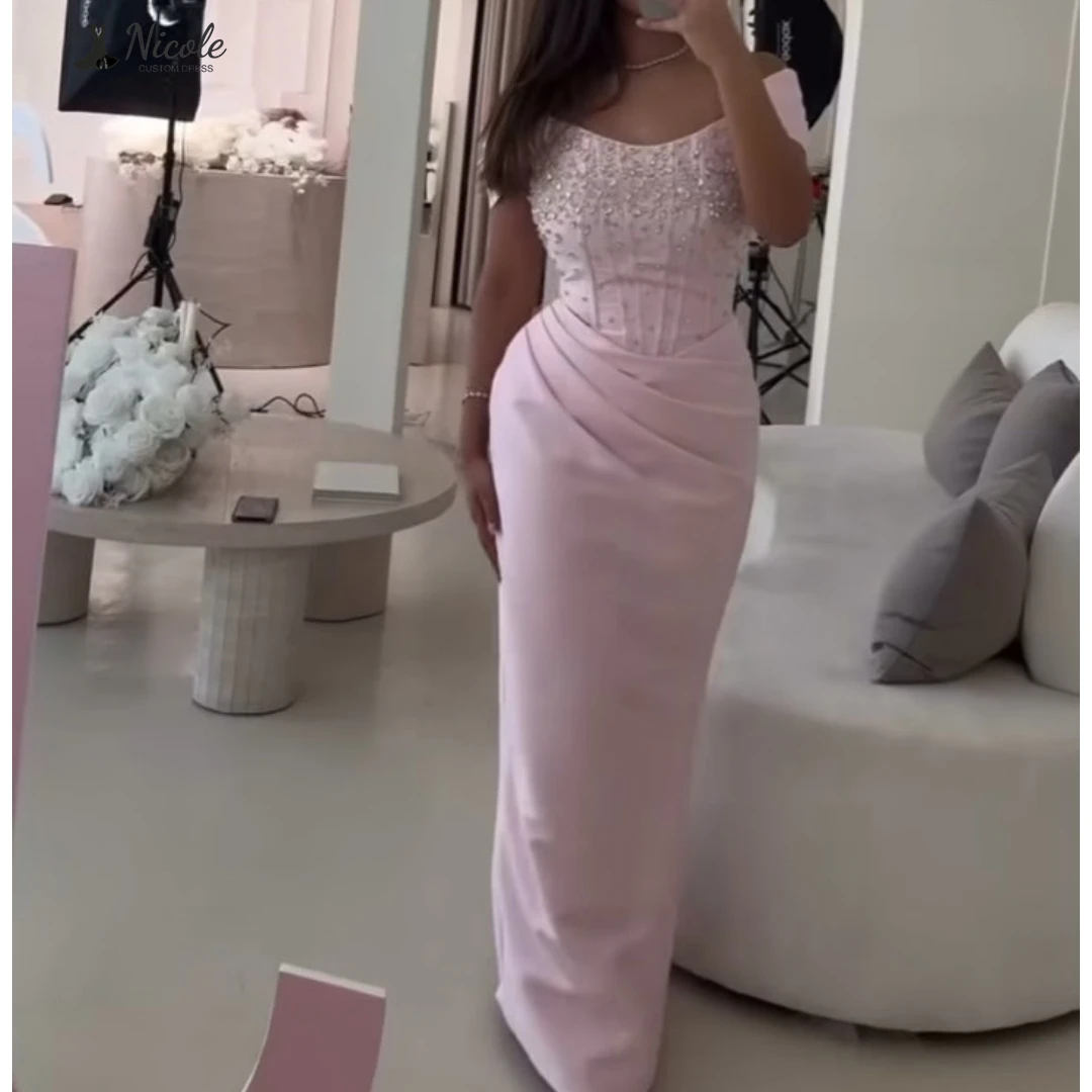 

Nicole Elegant Prom Dresses 2025 Luxury Evening Dress 2025 Candle Custom Made Robe Soiree Satin Cloth Bead Embroidery Ball Gowns