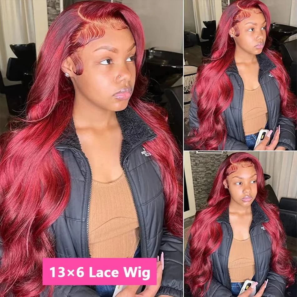 250 Density 99J Burgundy 13x6 Hd Lace Frontal Human Hair Wig Brazilian Hair 30 Inch Colored Body Wave Human Hair Wigs For Women image 3