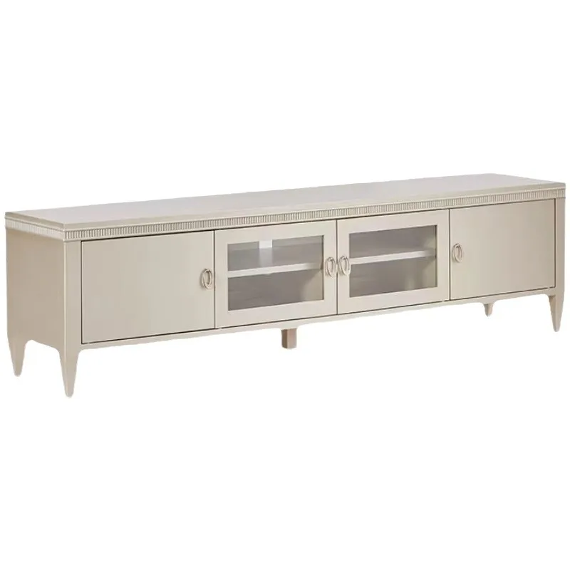American Light Luxury Solid Wood TV Cabinet Coffee Table Modern Simple Living Room Furniture French Retro Audio-visual Cabinet