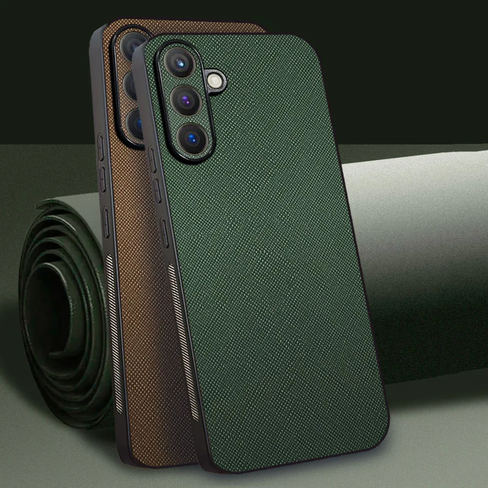 PU Leather Case For Samsung Galaxy M34 Luxury Cross Pattern Phone Back Cover For Samsung M34 Case