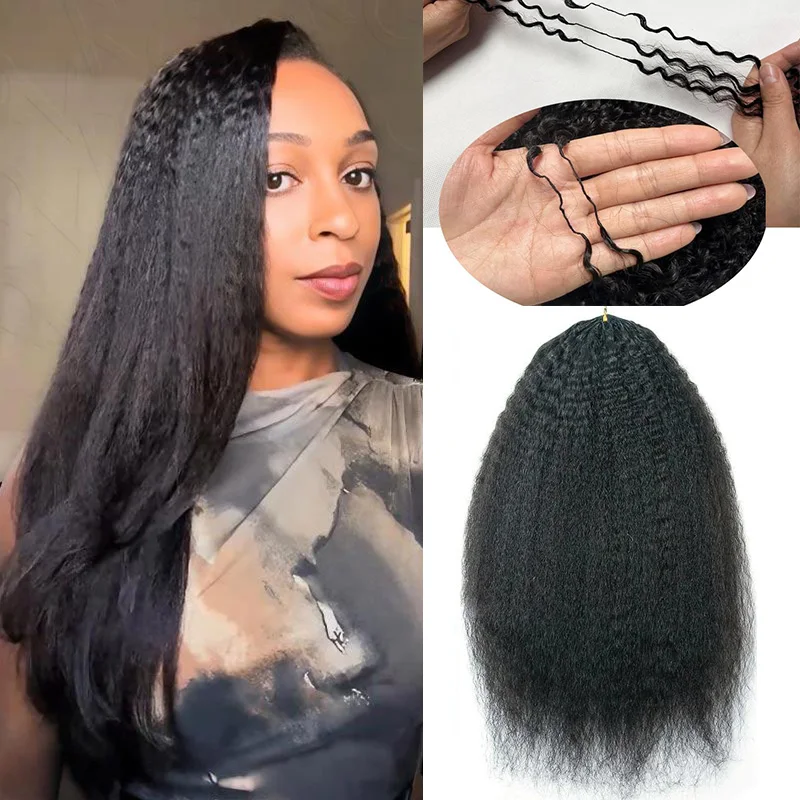 

Premium Kinky Straight Feather Crochet Hair Made With 100% Human Hair Pre Separated Knotless Bundles For Reusable Boho Braids
