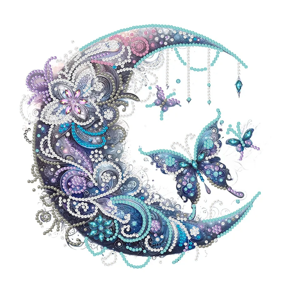 DIY Diamond Embroidery Cross Stitch Butterfly Moon Special Shape Round Diamond Painting Mosaic Animal Handicraft Home Decor